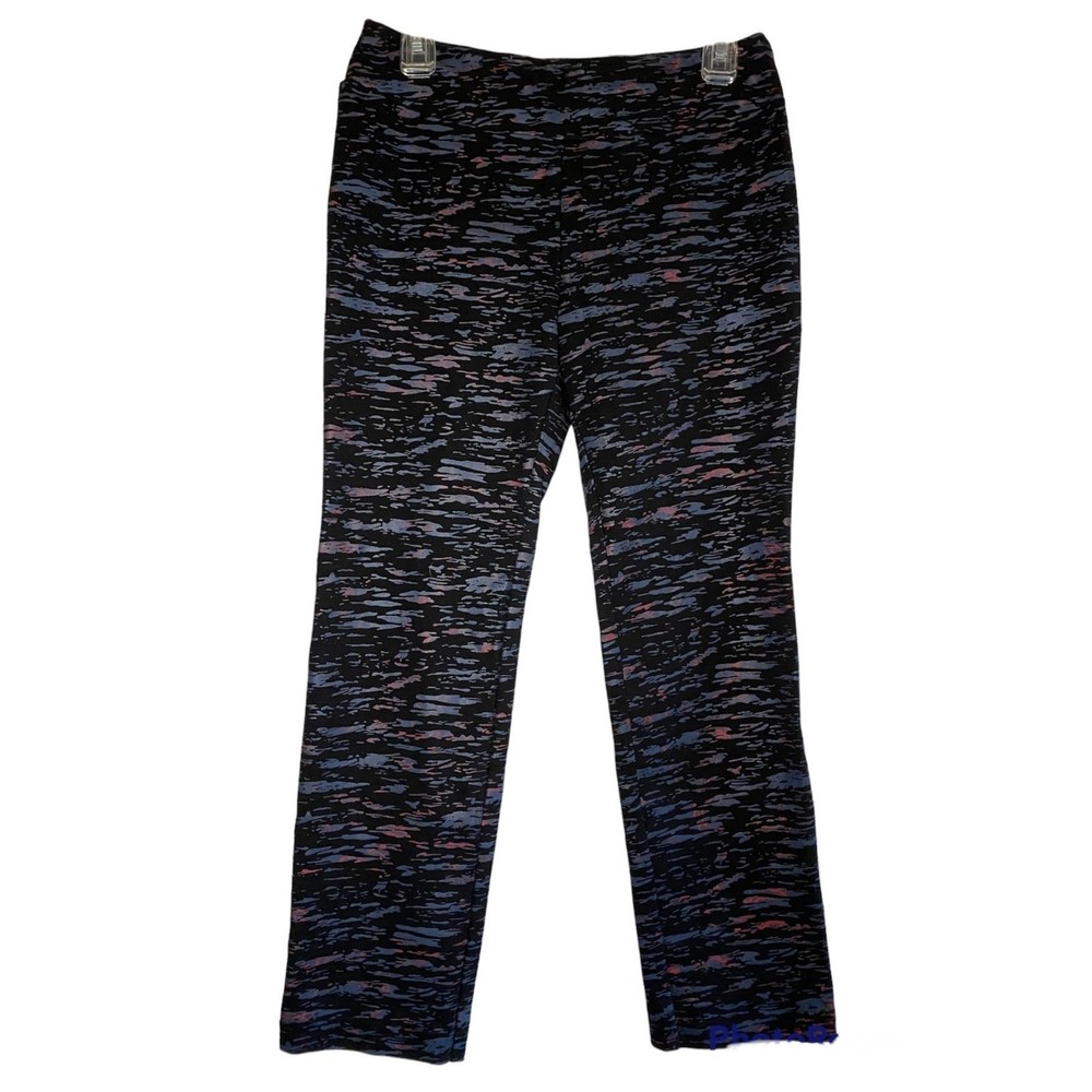 LG LENA GABRIELLE woman's size 8 casual metallic splatter black stretch pants